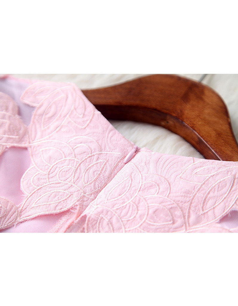 Mid-length sleeve with cut-out embroidery and lace short dress (More colours)