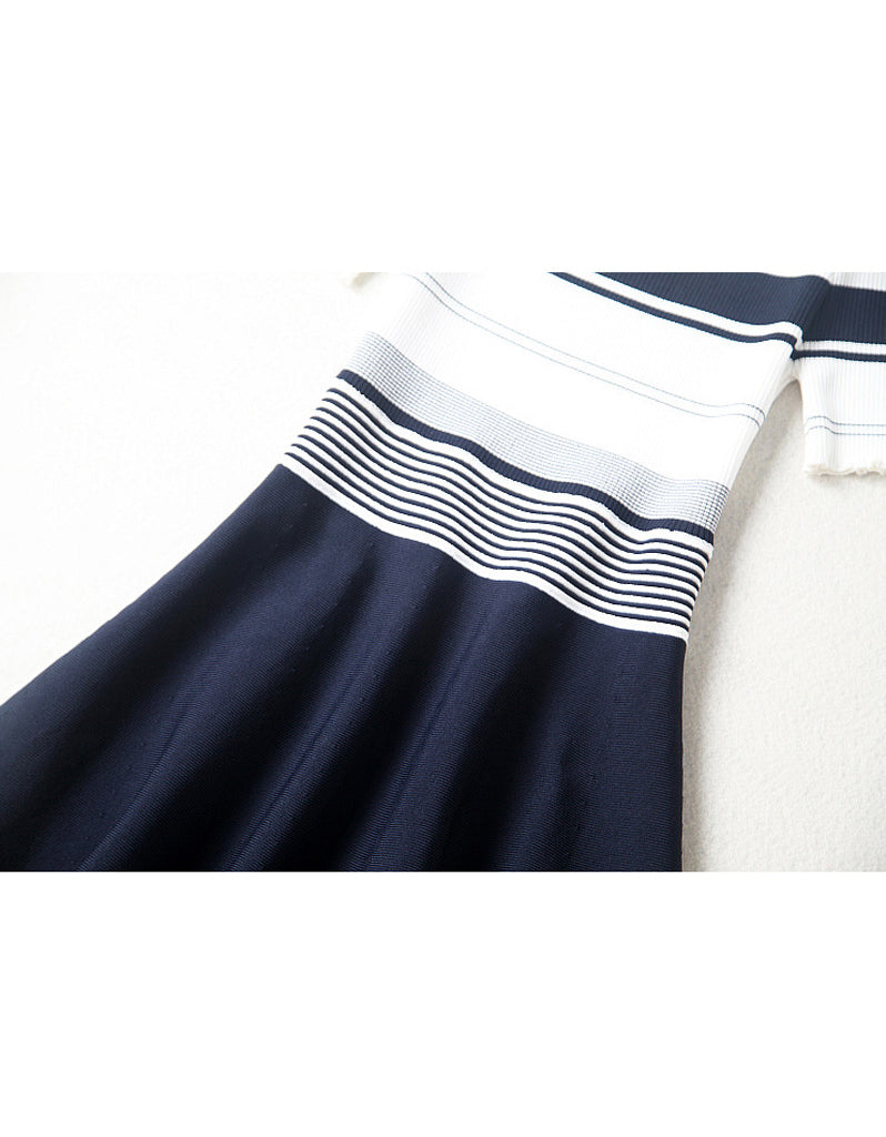 Knitted off shoulder striped dress (More colours)