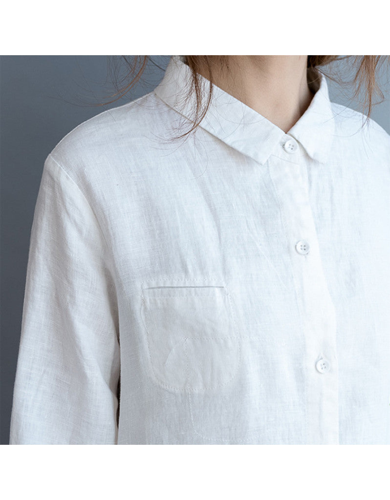 Oversized long sleeved shirt dress with Chinese painting