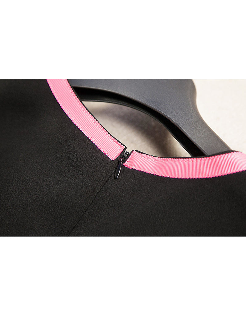 Short sleeve embroidered tailored mid-length dress (More colours)