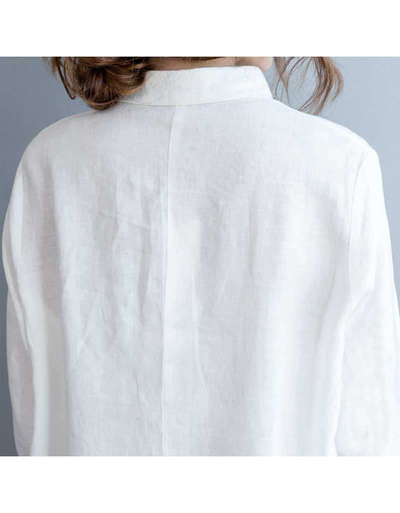 Oversized long sleeved shirt dress with Chinese painting