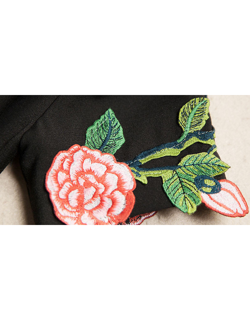 Short sleeve embroidered tailored mid-length dress (More colours)