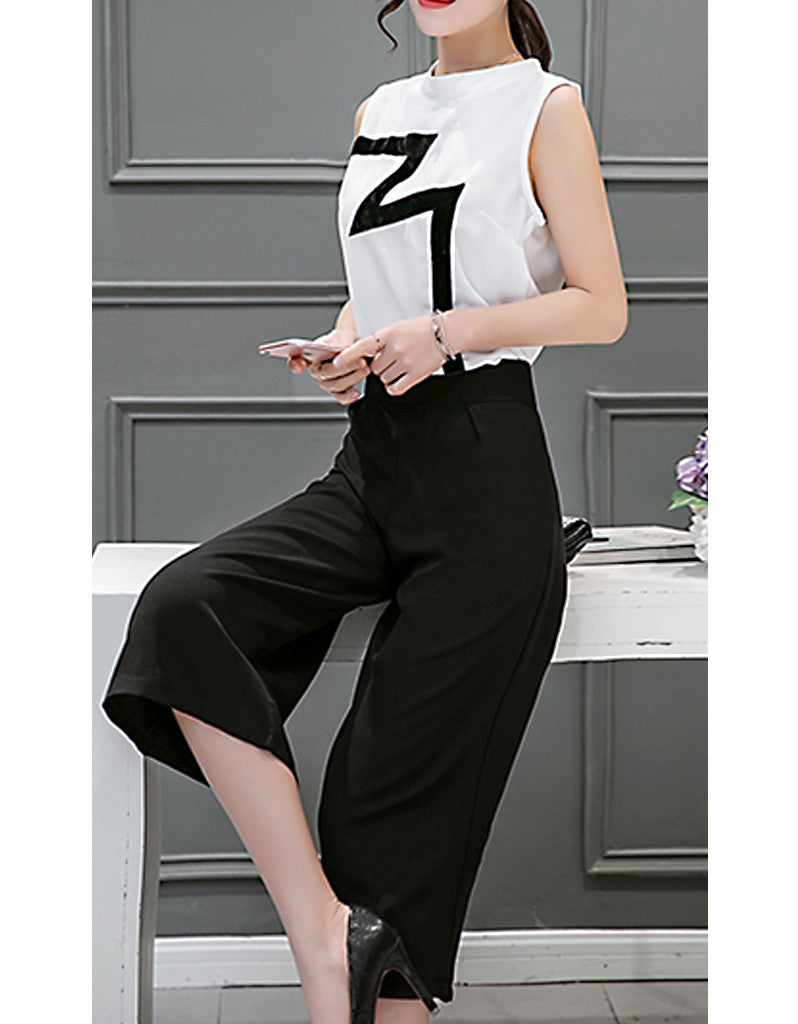 Lightning sleeveless top with mid-length culottes (More colours)