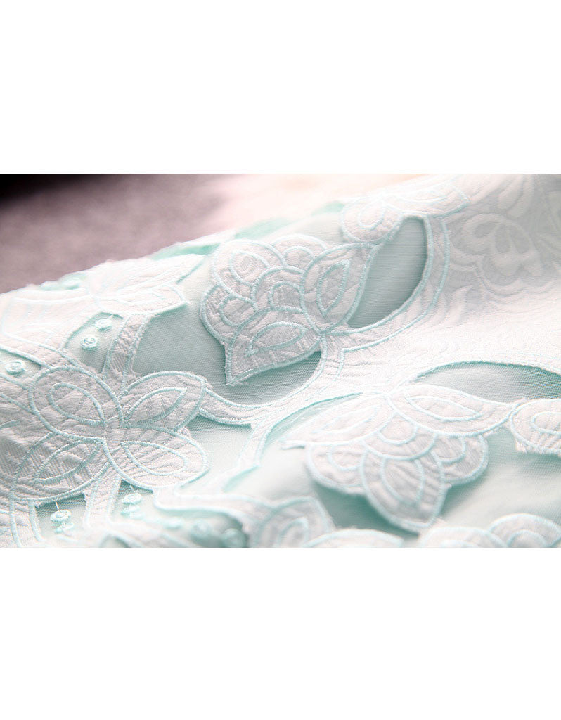 Mid-length sleeve with cut-out embroidery and lace short dress (More colours)