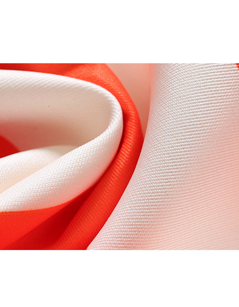 Sleeveless orange stripes with white base mid-length dress