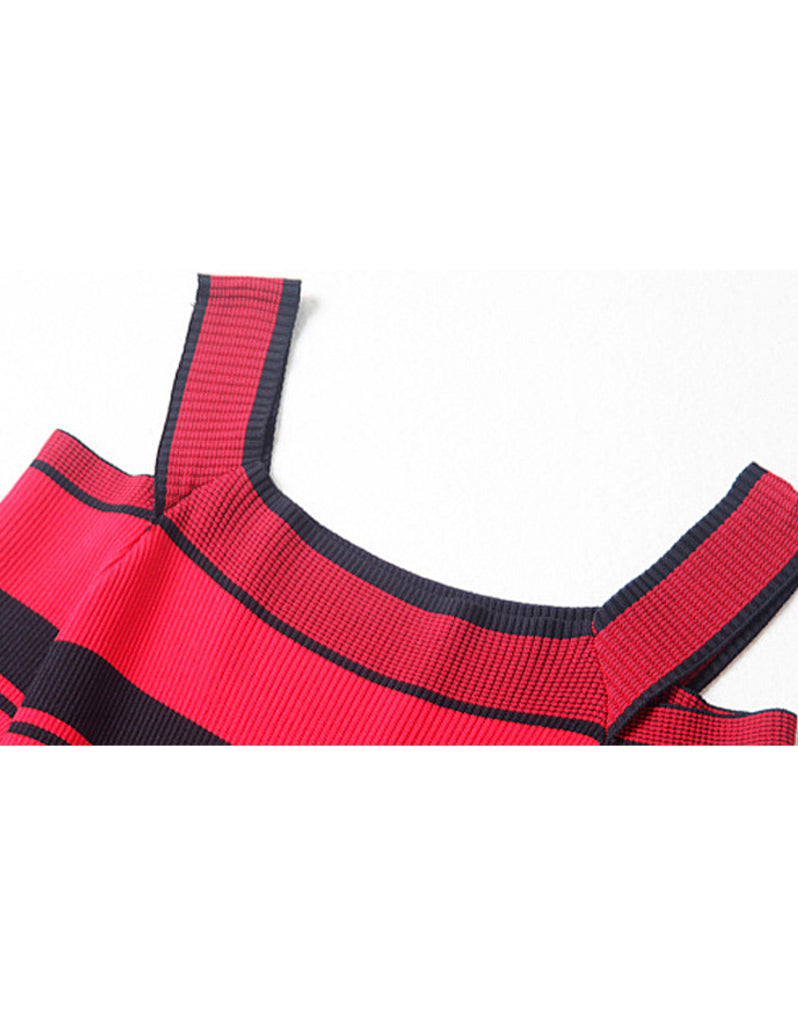 Knitted off shoulder striped dress (More colours)