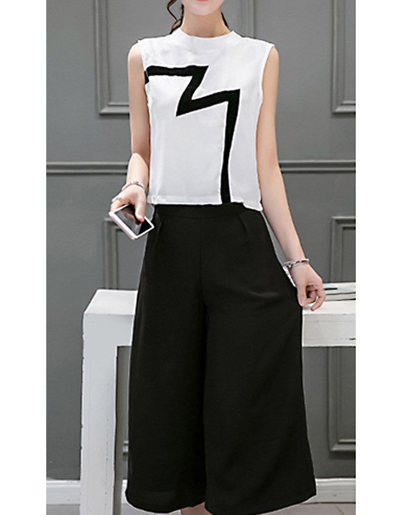 Lightning sleeveless top with mid-length culottes (More colours)