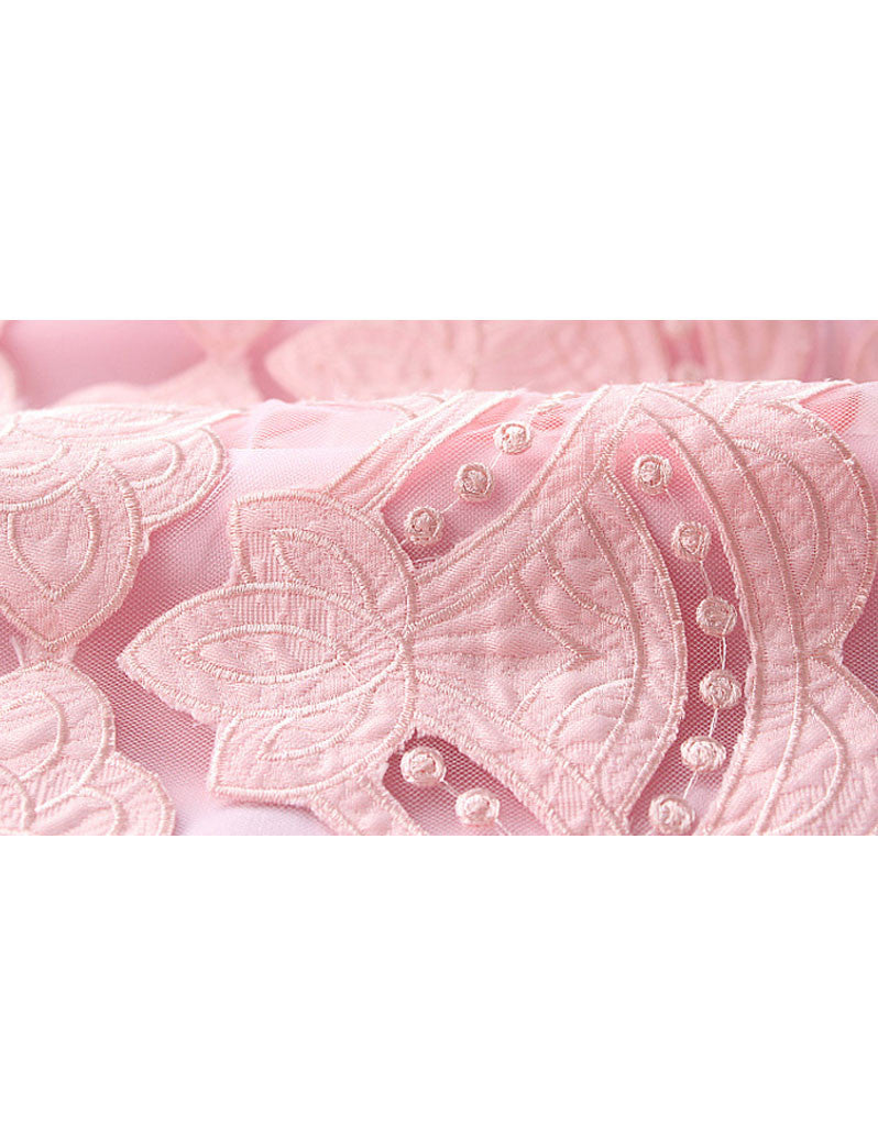 Mid-length sleeve with cut-out embroidery and lace short dress (More colours)