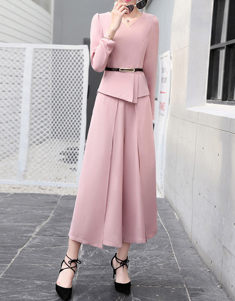 Long sleeve top with flared pants