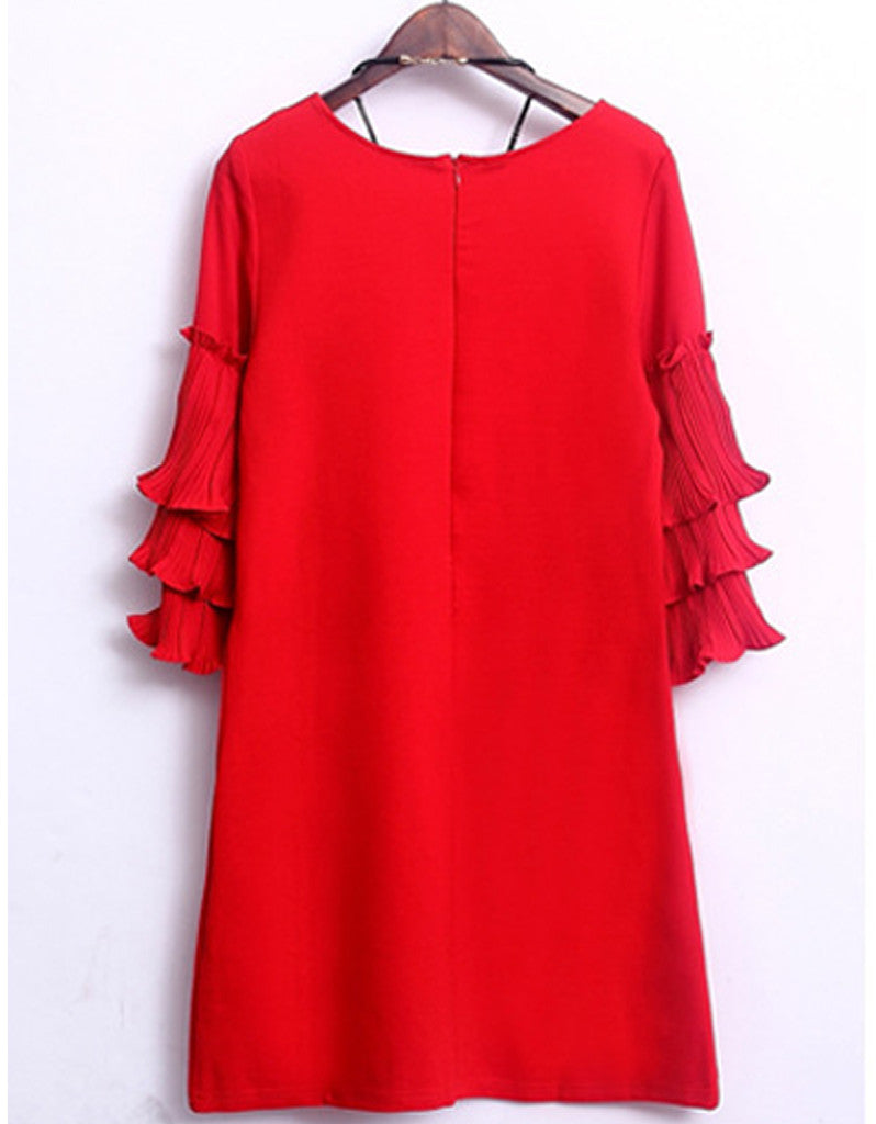 Short dress with 3/4 length sleeve with frills (More colours)