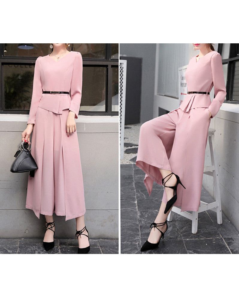 Long sleeve top with flared pants