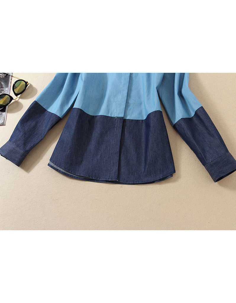 Colour block long sleeve top and short skirt