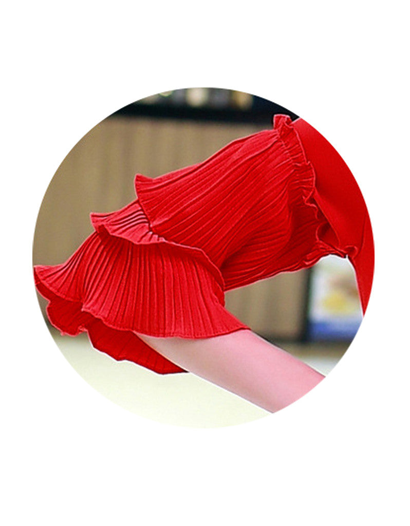 Short dress with 3/4 length sleeve with frills (More colours)