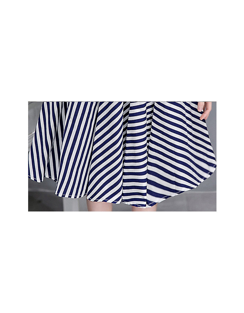 Short sleeve striped mid-length dress (More colours)