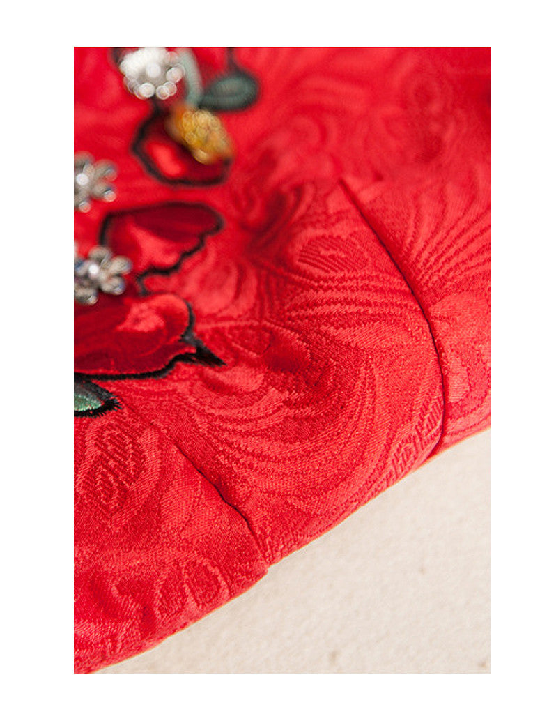 Sleeveless embroidered, beaded short dress with rhinestones