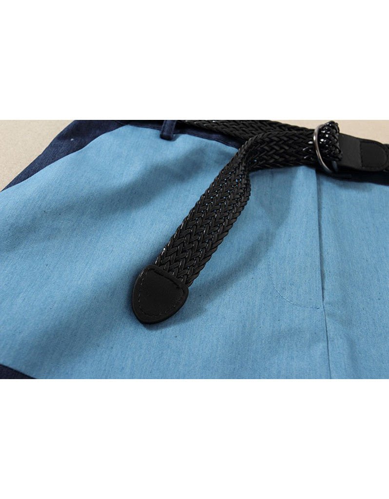 Colour block long sleeve top and short skirt