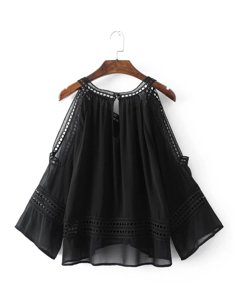 Bohemian top with embroidery and cut-out sleeves