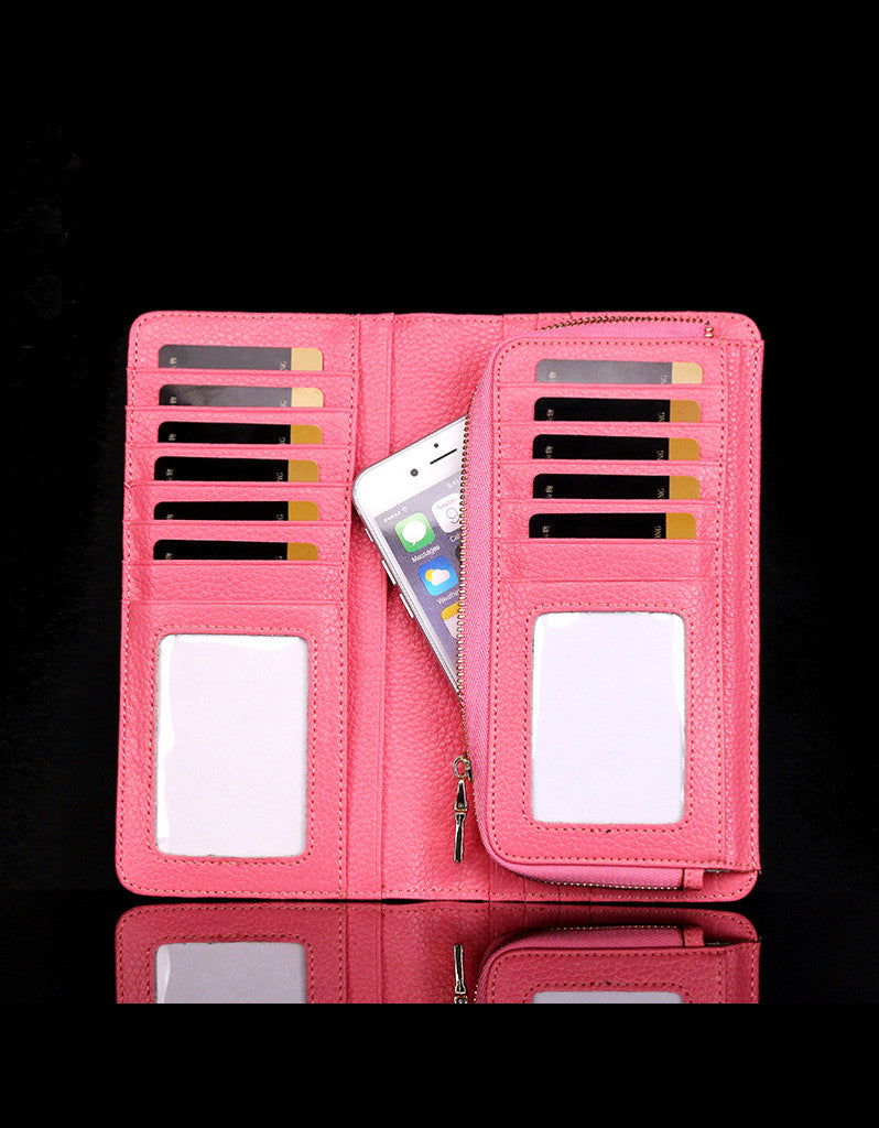 Genuine leather long wallet with slip-on closure (more colours)