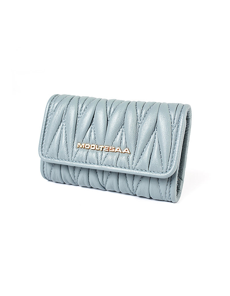 Genuine sheepskin leather key pouch with matelassé design (more colours)