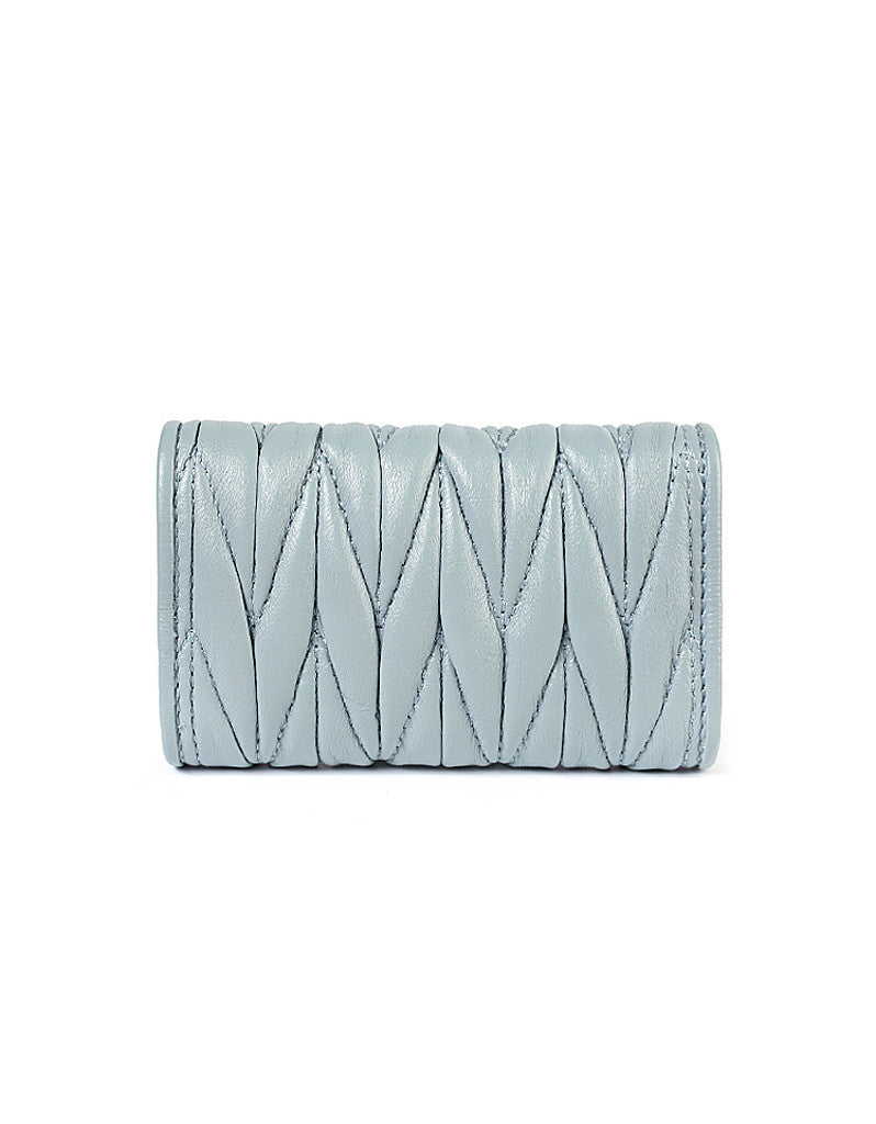 Genuine sheepskin leather key pouch with matelassé design (more colours)