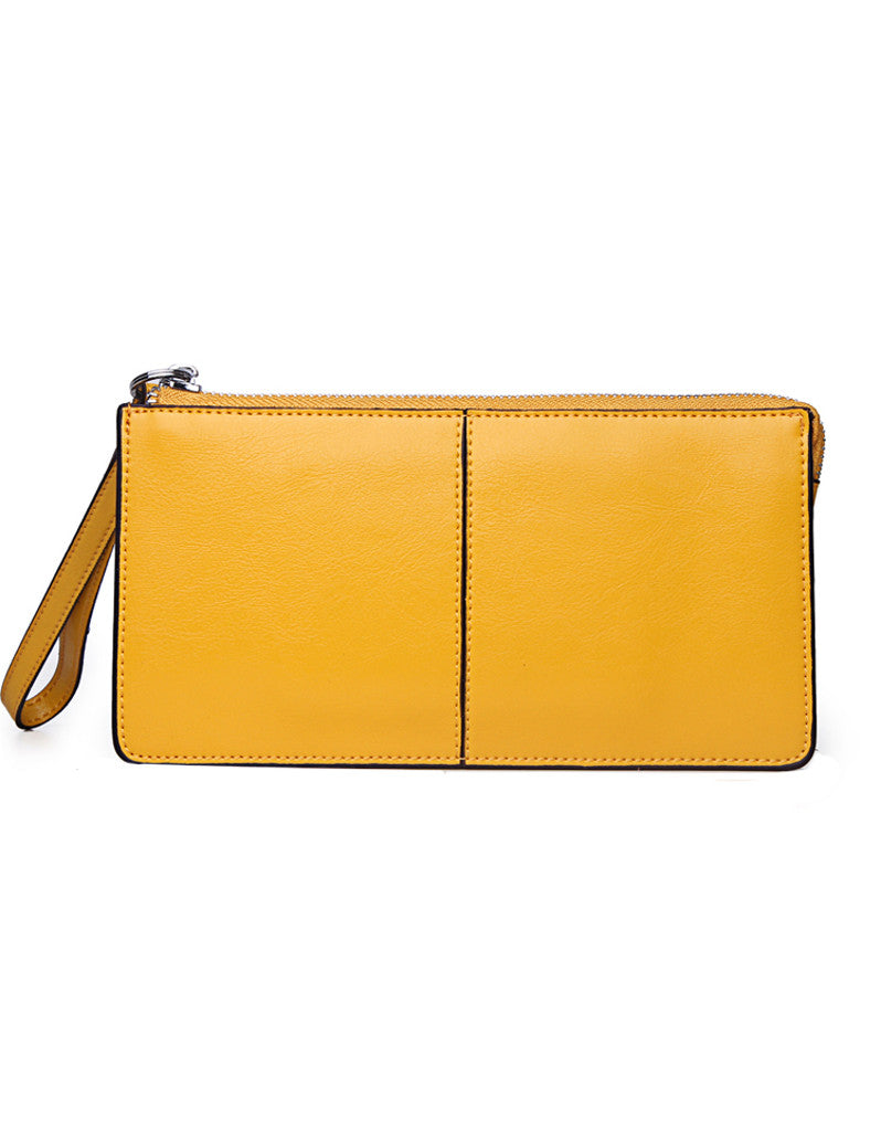Genuine leather long wallet with wristlet strap (more colours)