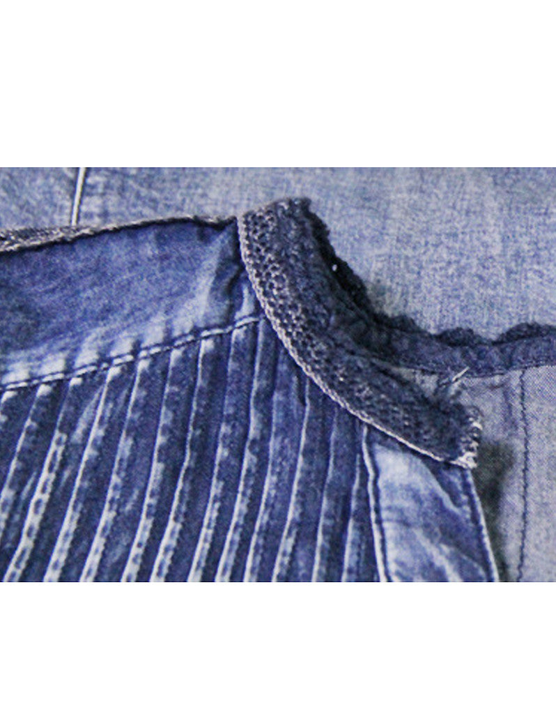 Long sleeve side-slit denim dress