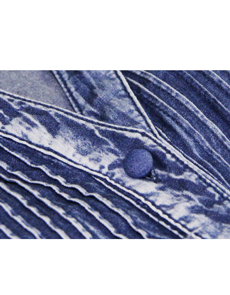 Long sleeve side-slit denim dress