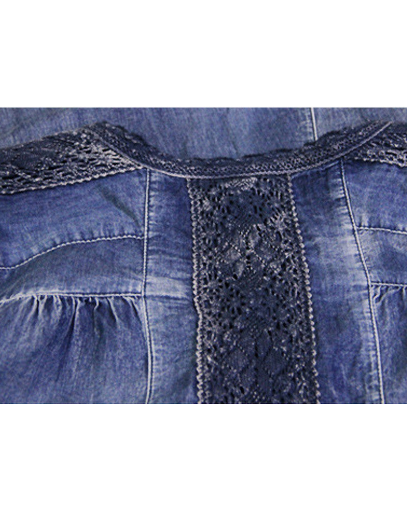 Long sleeve side-slit denim dress