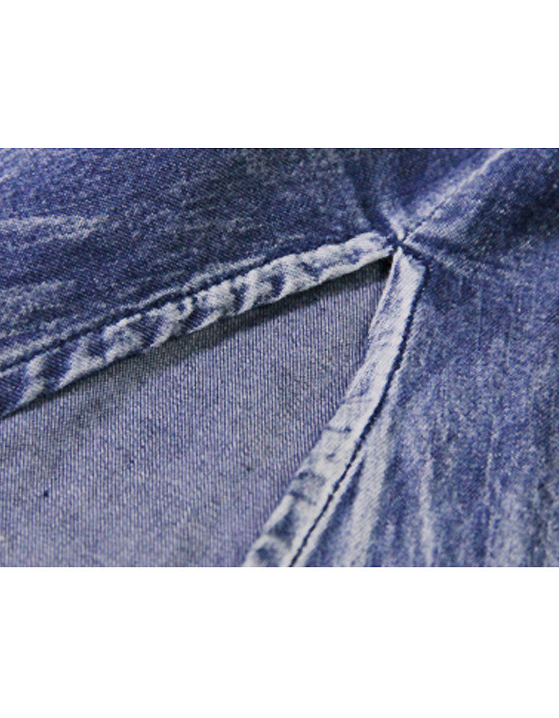 Long sleeve side-slit denim dress