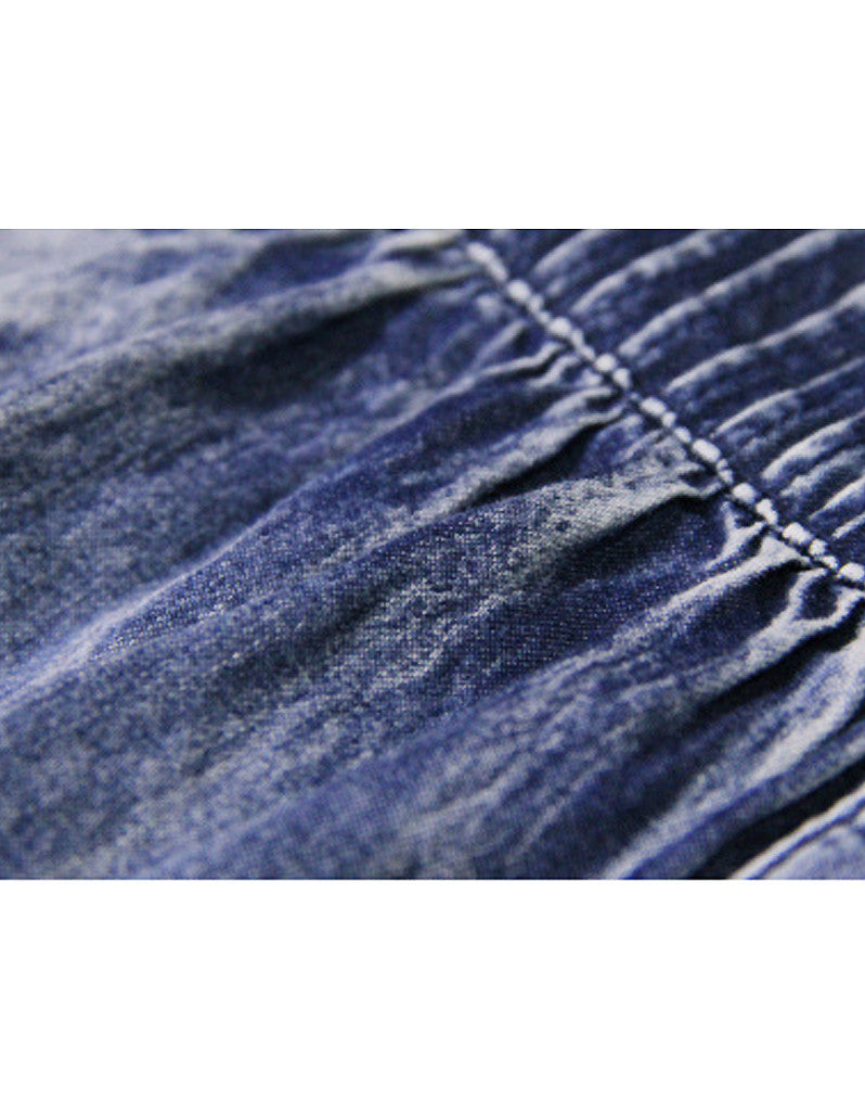 Long sleeve side-slit denim dress