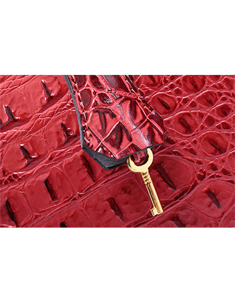 Genuine leather crocodile prints tote bag with lock and clochette - MEDIUM (more colours)