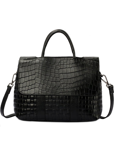 Genuine leather crocodile prints tote bag with lock and clochette - SMALL (more colours)