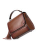Genuine leather shoulder bag with front flap and tassle (more colours)