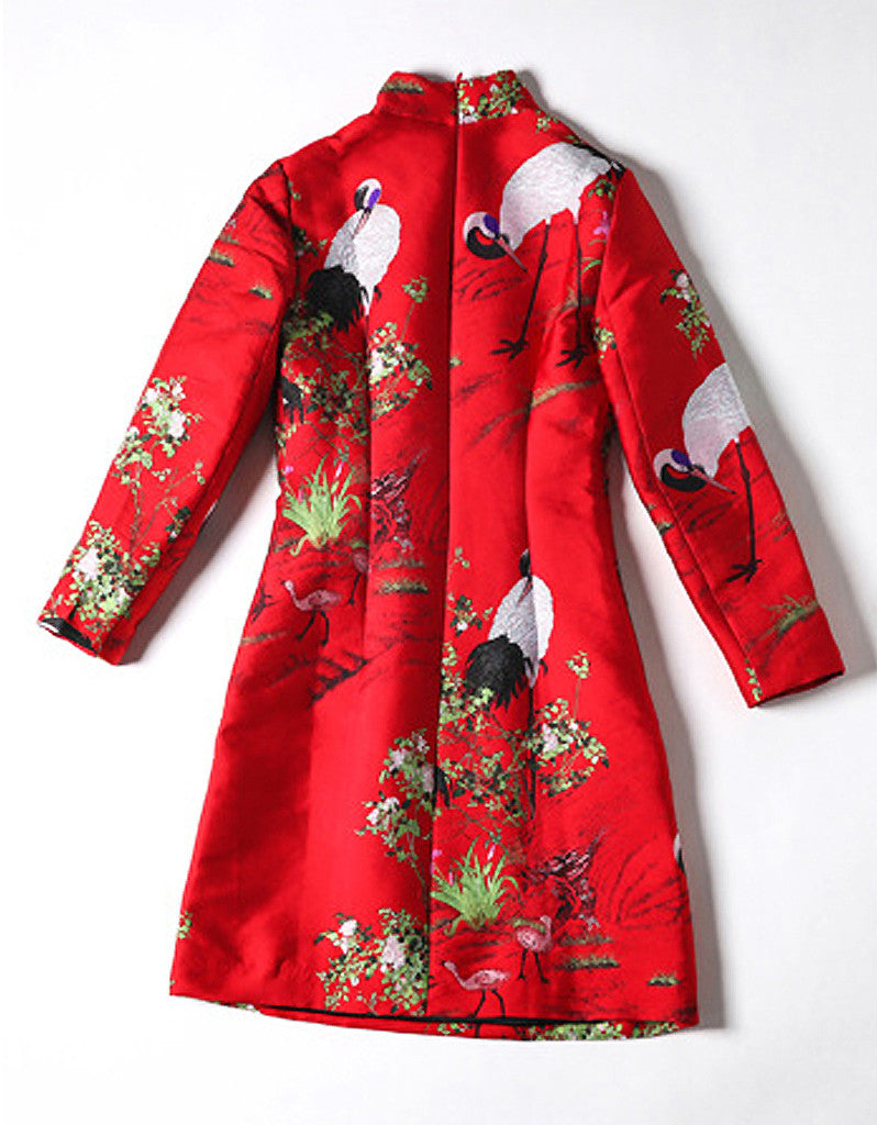 Long-sleeve tailored embroidered cheongsum (More colours)