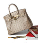 Genuine leather crocodile prints tote bag with lock and clochette - MEDIUM (more colours)