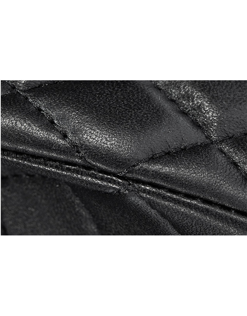 Genuine sheepskin leather quilted flap handbag