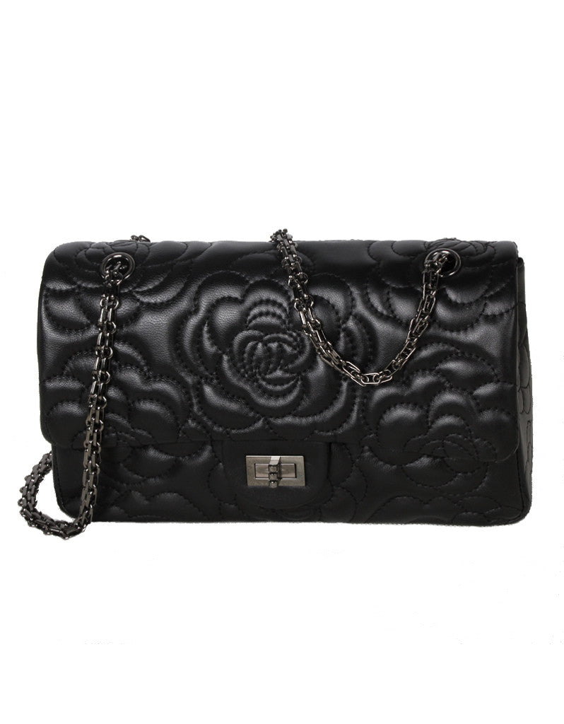 Chanel Black and Beige Coated Canvas and Leather Camellia & CC Print  Shopper Tot, myGemma, SG