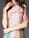 Mid-length sleeve tailored mid-length cheongsum
