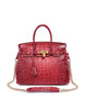 Genuine leather crocodile prints tote bag with lock and clochette - MEDIUM (more colours)