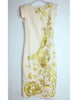 Sleeveless tailored long dress with embroidered golden phoenix