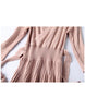 3/4 sleeve V-neck knitted pleated mid-length dress (More colours)