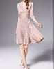 3/4 sleeve V-neck knitted pleated mid-length dress (More colours)