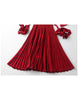 3/4 sleeve V-neck knitted pleated mid-length dress (More colours)