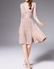 3/4 sleeve V-neck knitted pleated mid-length dress (More colours)