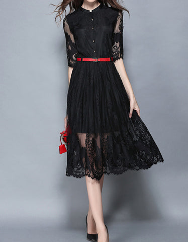 Sleeveless mid-length dress with feathered details