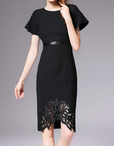 Long sleeve black & white knitted dress