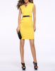 Sleeveless mid-length pencil dress with metallic accents