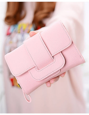 3-fold PU leather wallet with metal heart marquee (more colours)