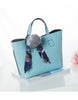 PU leather tote bag with pom pom, mini scarf and a detachable bag (more colours)