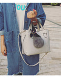 PU leather tote bag with pom pom, mini scarf and a detachable bag (more colours)